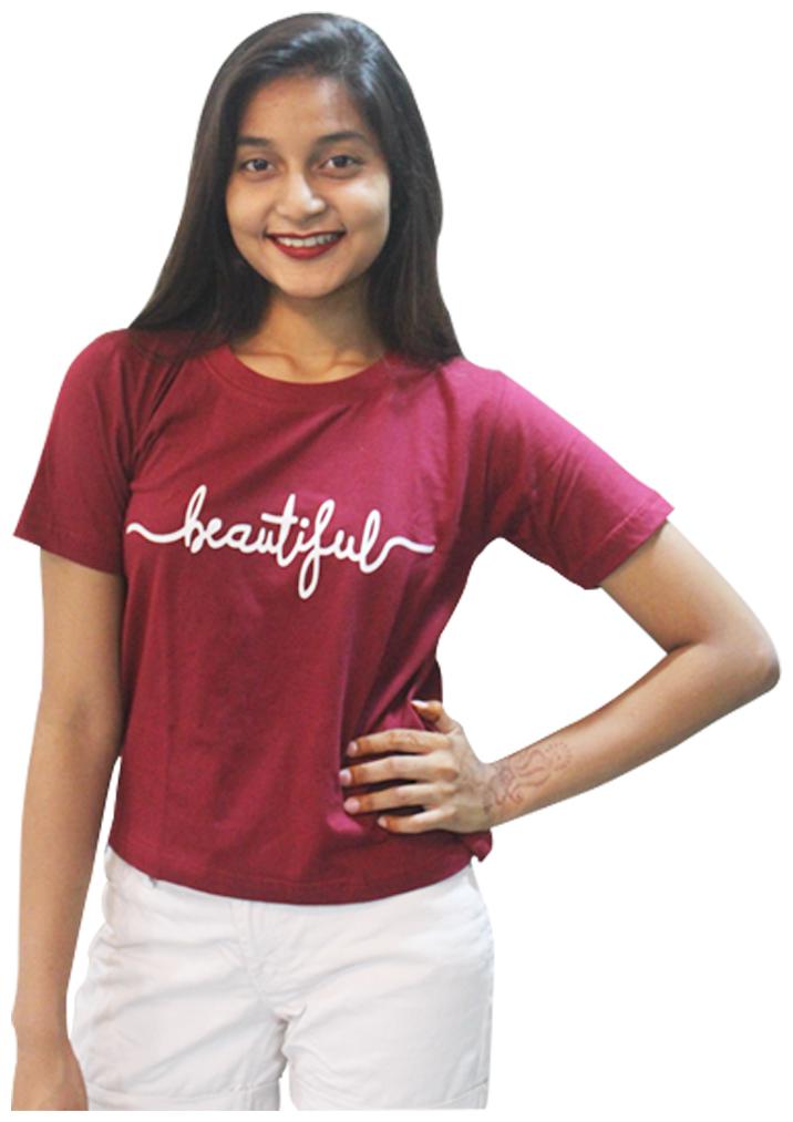 

indirage Women Printed Regular top - Maroon