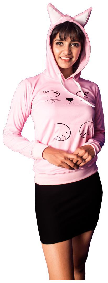 

indirage Women Printed Hoodie - Pink