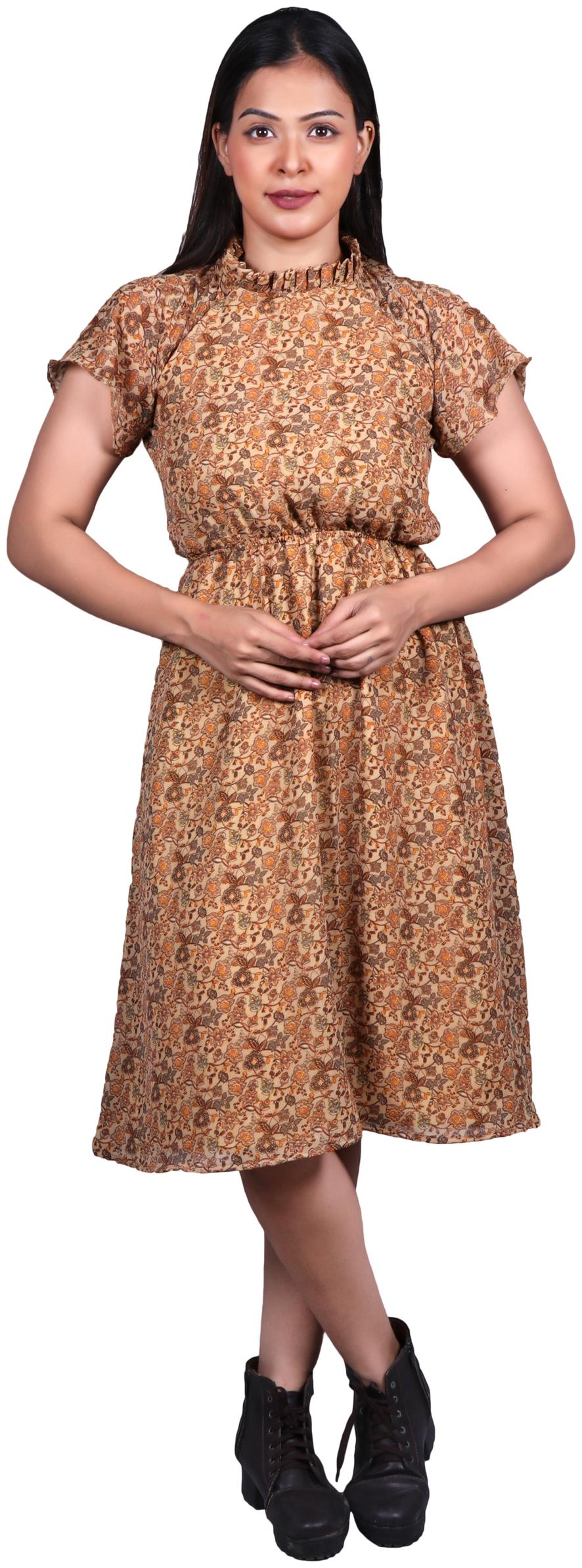 

indirage Beige Abstract Empire dress