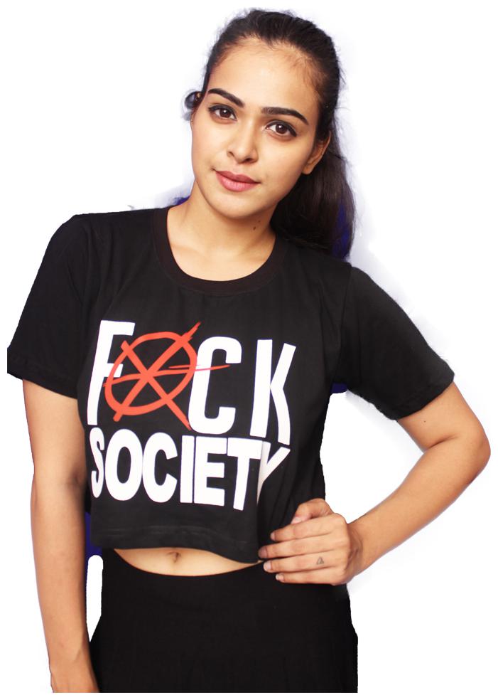 

indirage Women Black Regular fit Round neck Cotton T shirt