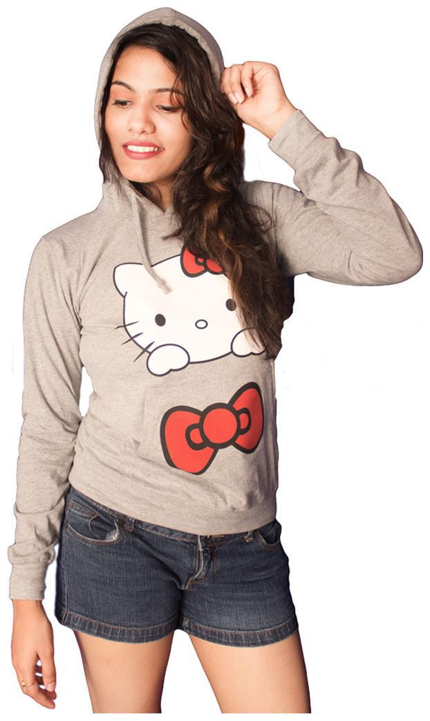 

indirage Women Printed Hoodie - Grey