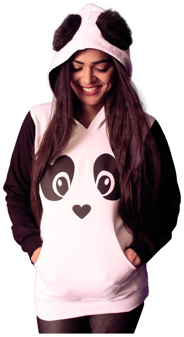 

indirage Women Printed Hoodie - Black White