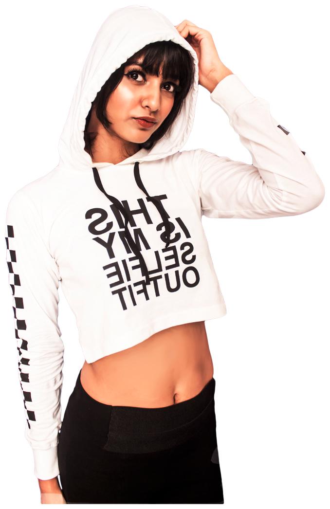 

indirage Women Checked Hoodie - White