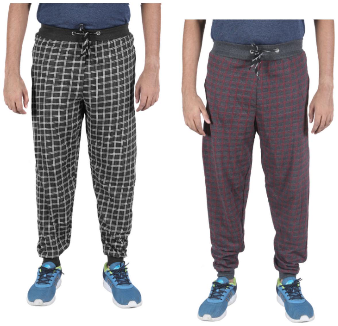 

Indirang Men s Pack of 2 Cotton Joggers (Multi)