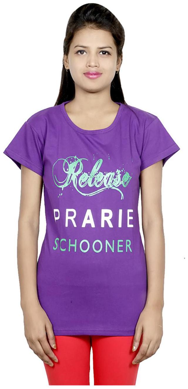 

Indistar Girls Cotton Purple T-Shirt