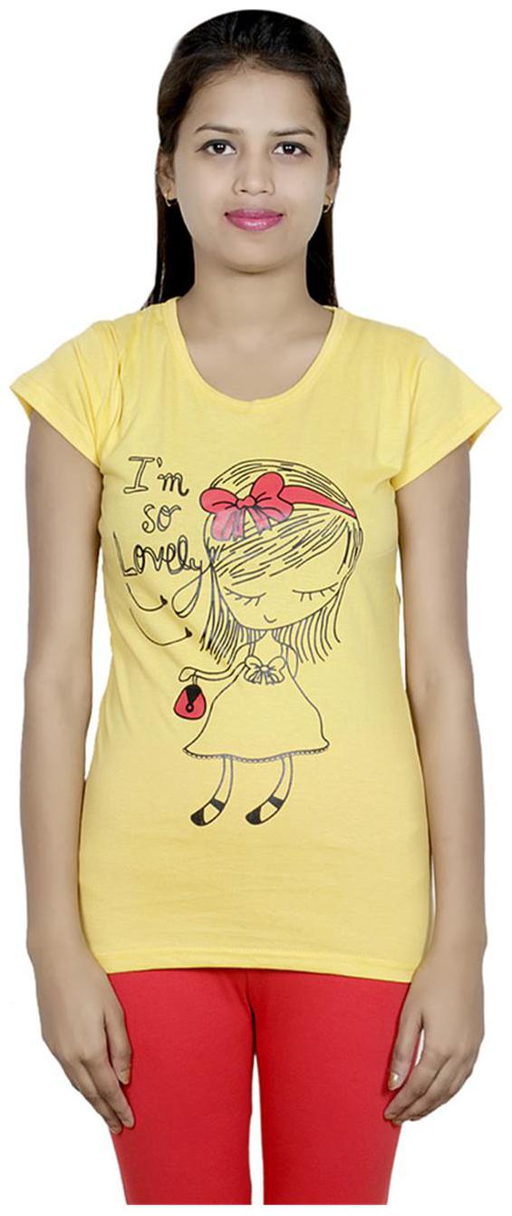 

Indistar Girls Cotton Yellow T-Shirt