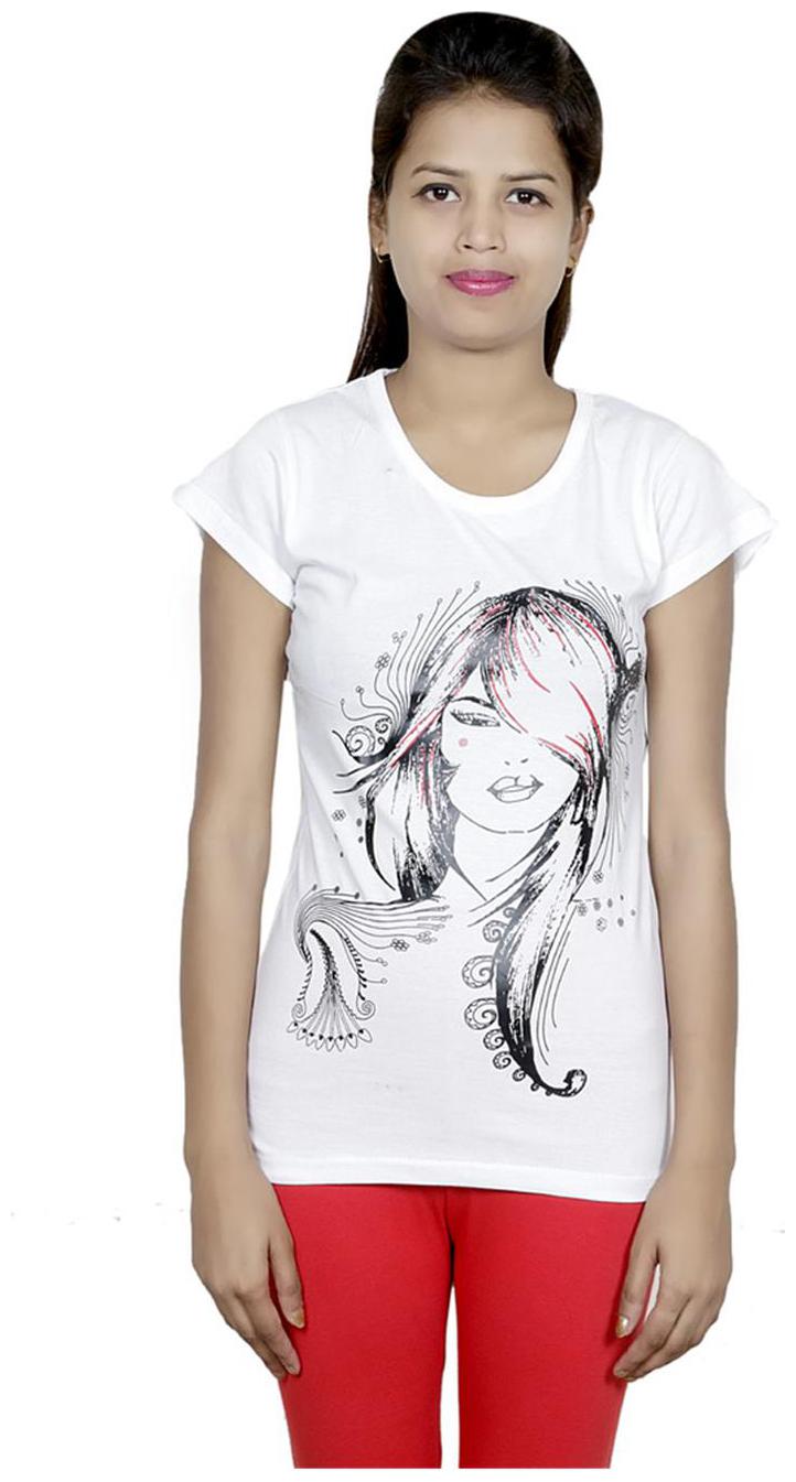 

Indistar Girls Cotton White T-Shirt