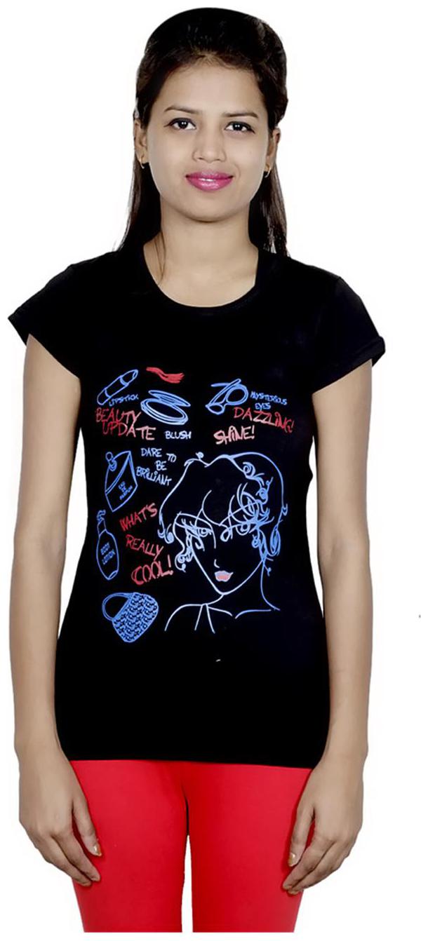 

Indistar Girls Cotton Black T-Shirt