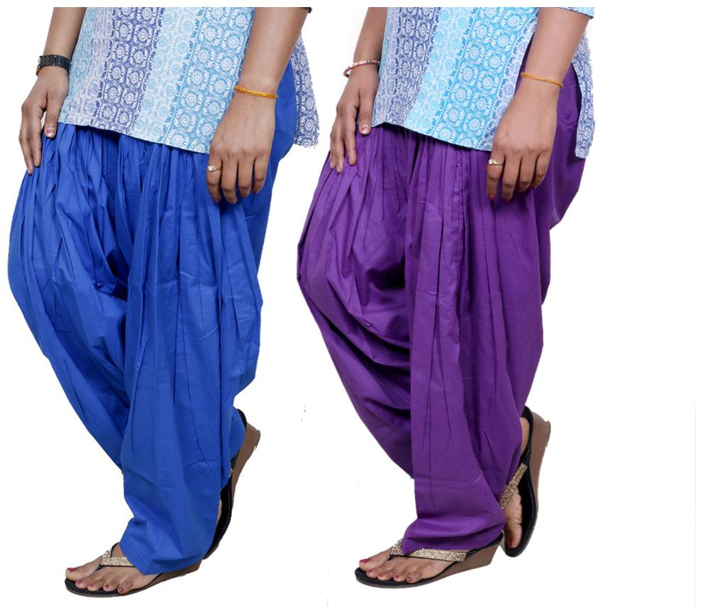 

IndiWeaves Blue And Purple Pack Of 2 Salwar