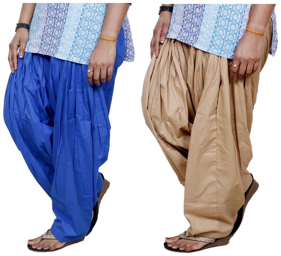 

IndiWeaves Blue And Beige Pack Of 2 Salwar