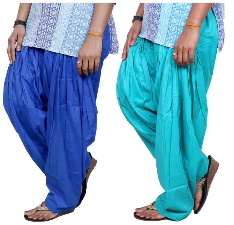 

IndiWeaves Blue And Green Pack Of 2 Salwar