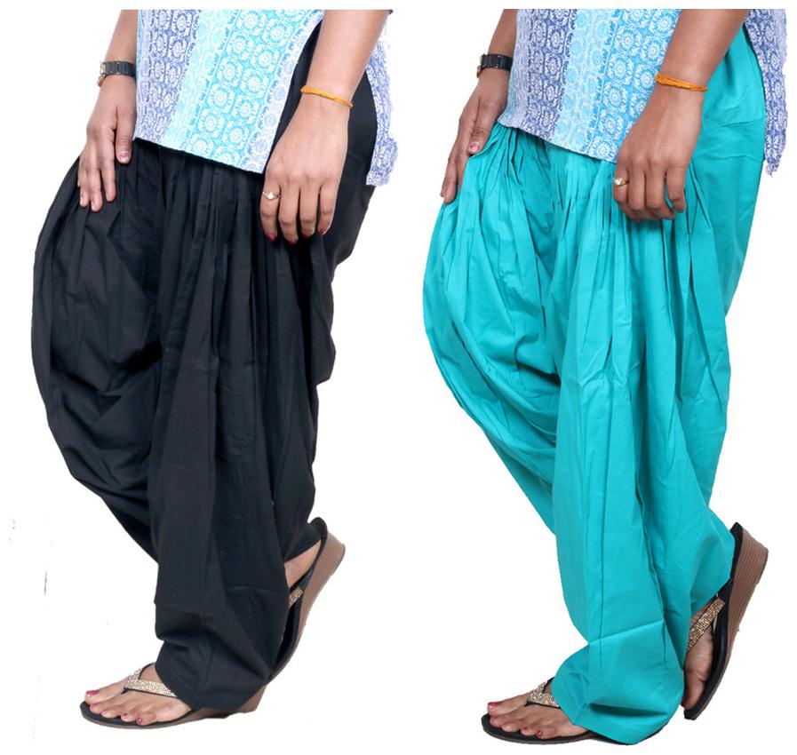 

IndiWeaves Black And Green Pack Of 2 Salwar