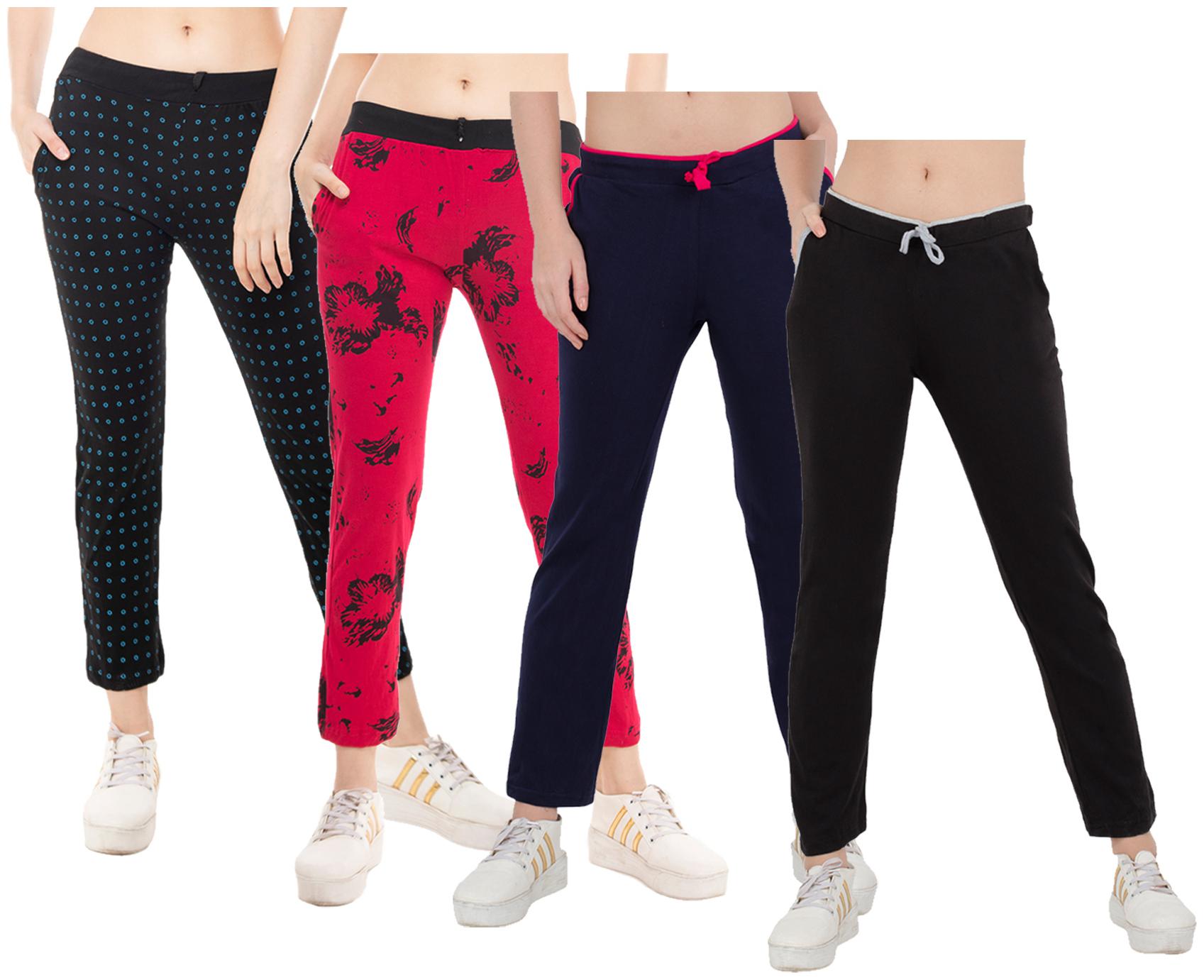 

Indiweaves Women Regular fit Cotton Solid Track pants - Multi
