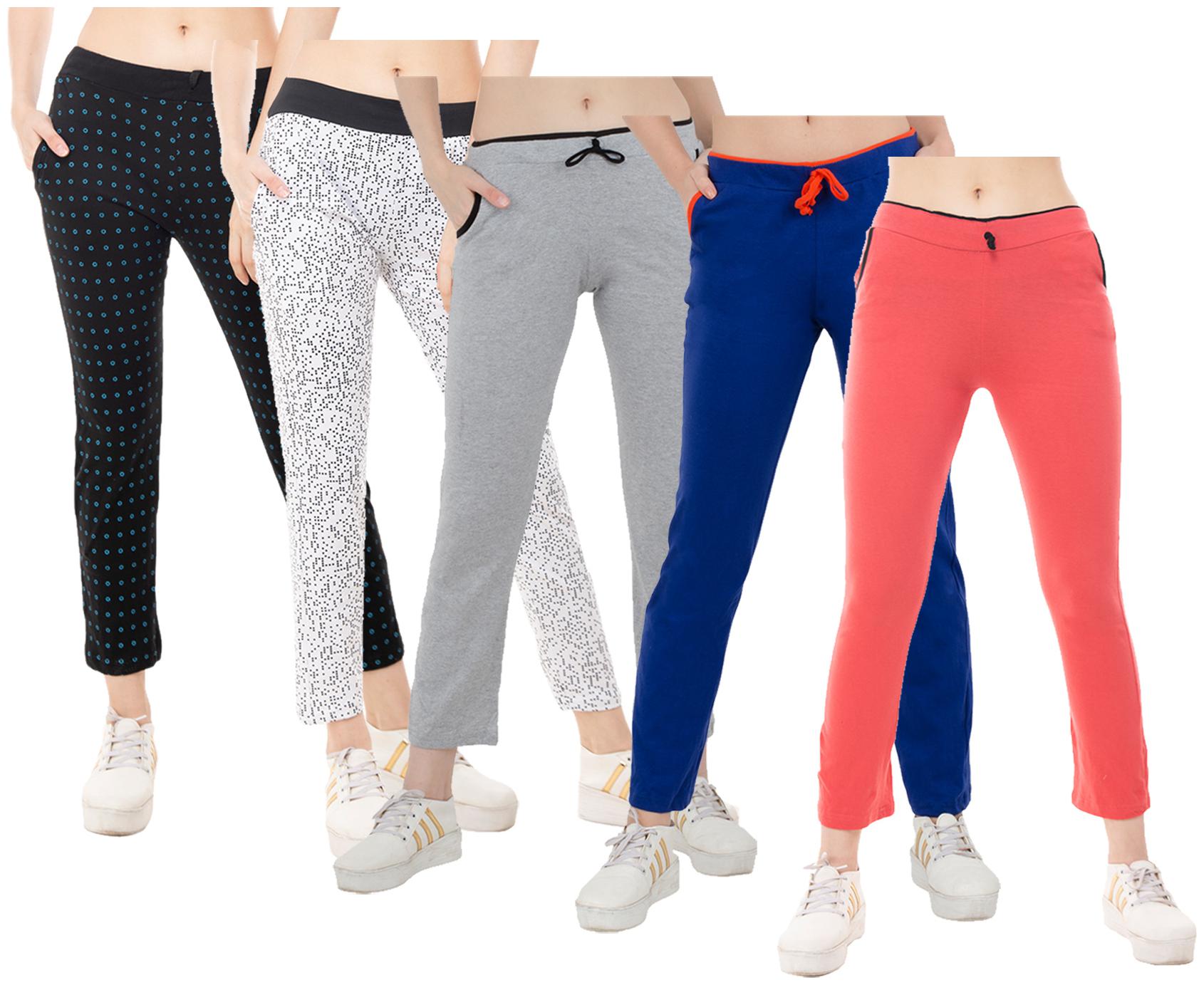 

Indiweaves Women Regular fit Cotton Solid Track pants - Multi
