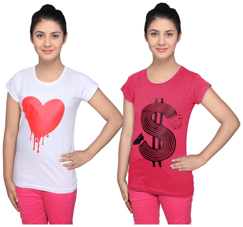 

IndiWeaves Cotton T-Shirts Multicolour for Womens ( Pack of 2)