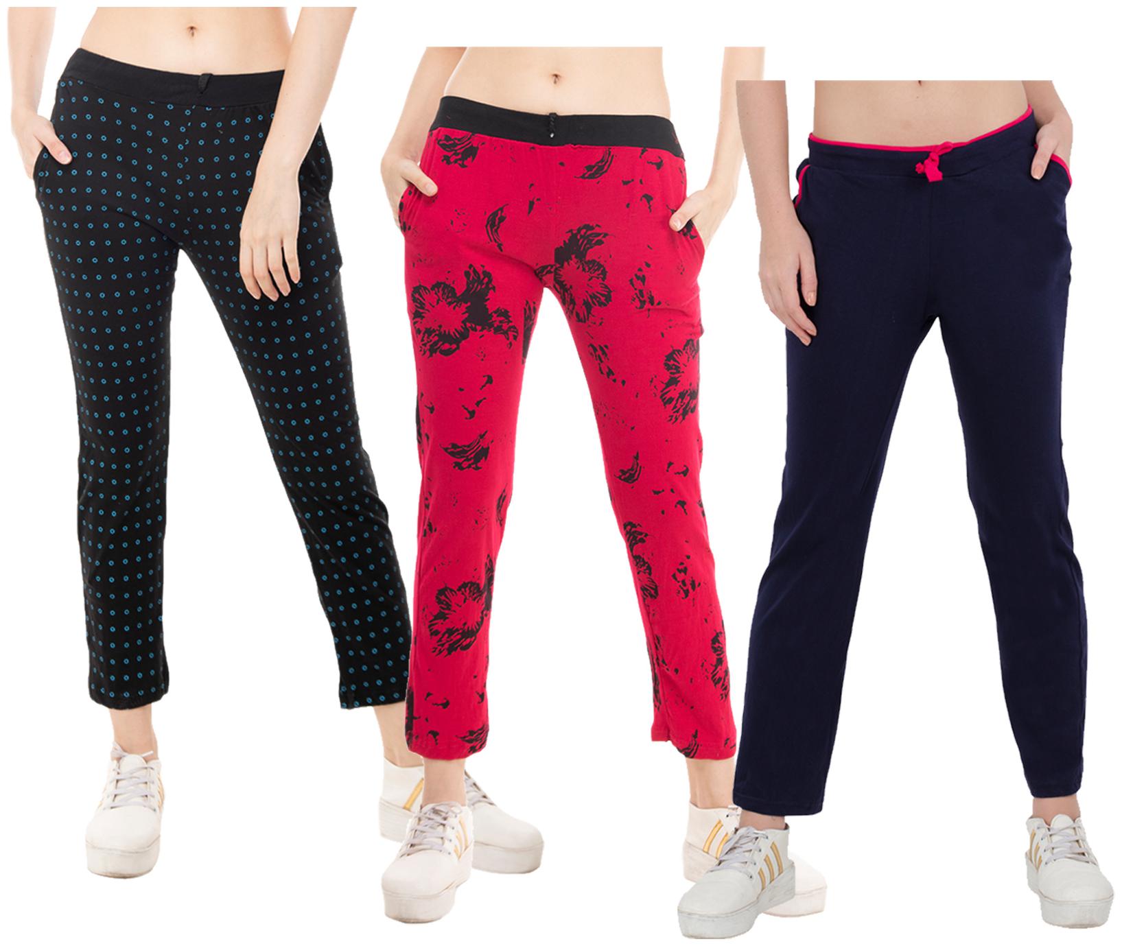 

Indiweaves Women Regular fit Cotton Solid Track pants - Multi