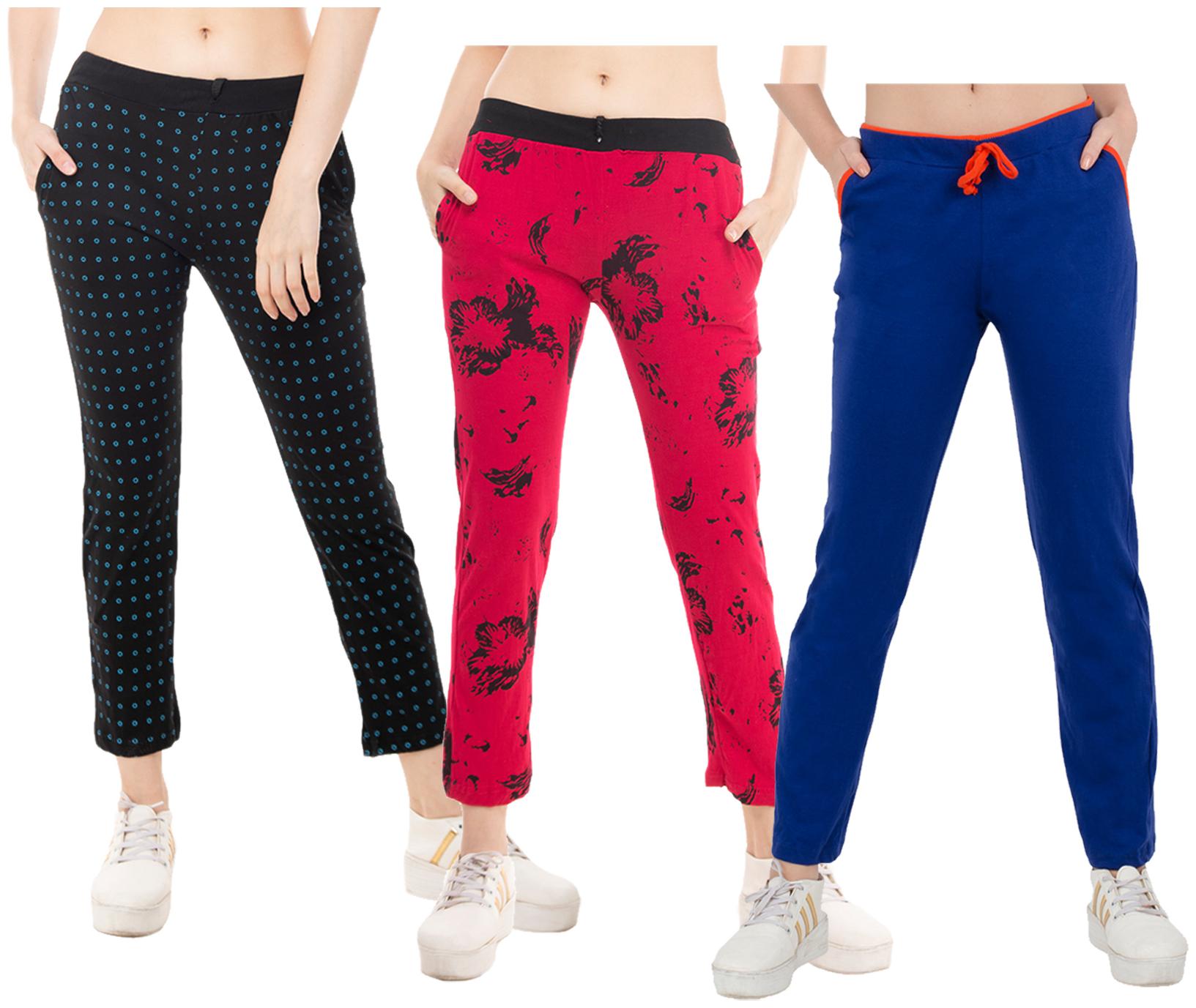

Indiweaves Women Regular fit Cotton Solid Track pants - Multi