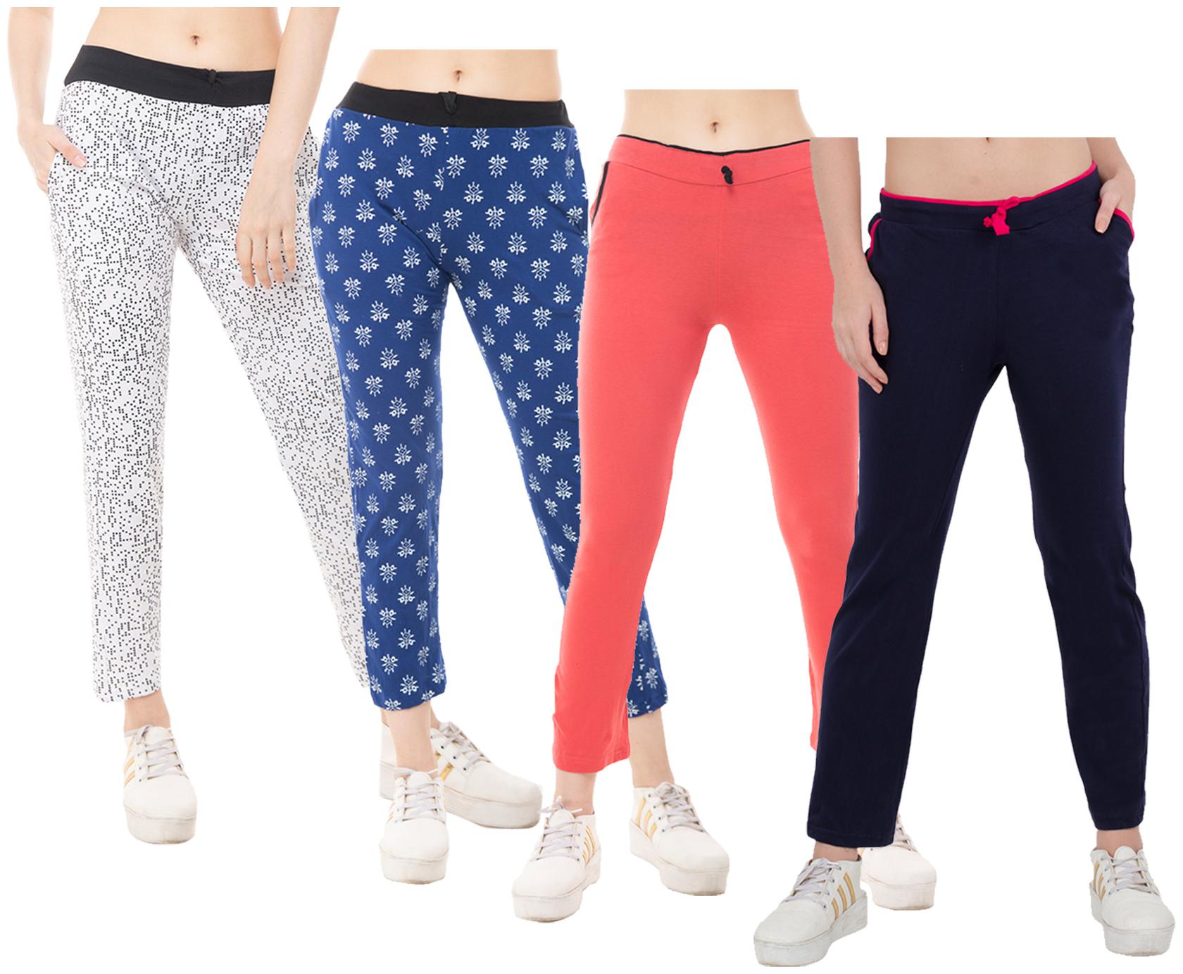 

Indiweaves Women Regular fit Cotton Solid Track pants - Multi