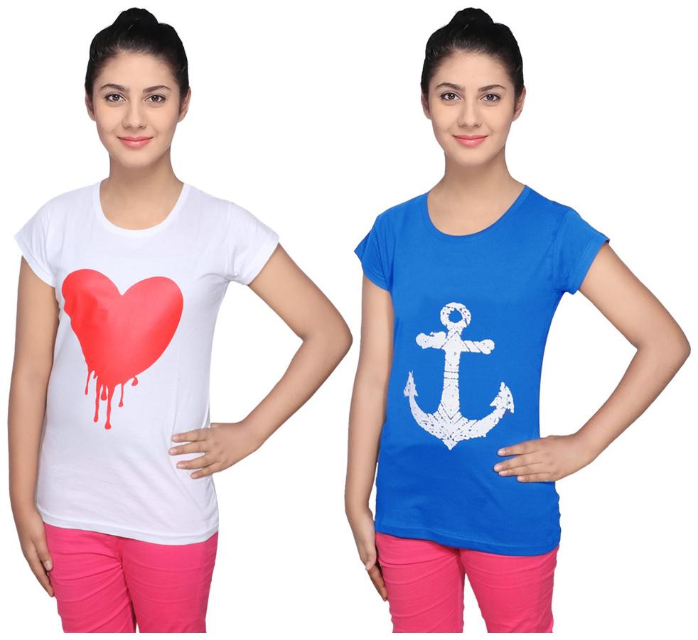 

IndiWeaves Cotton T-Shirts Multicolour for Womens ( Pack of 2)