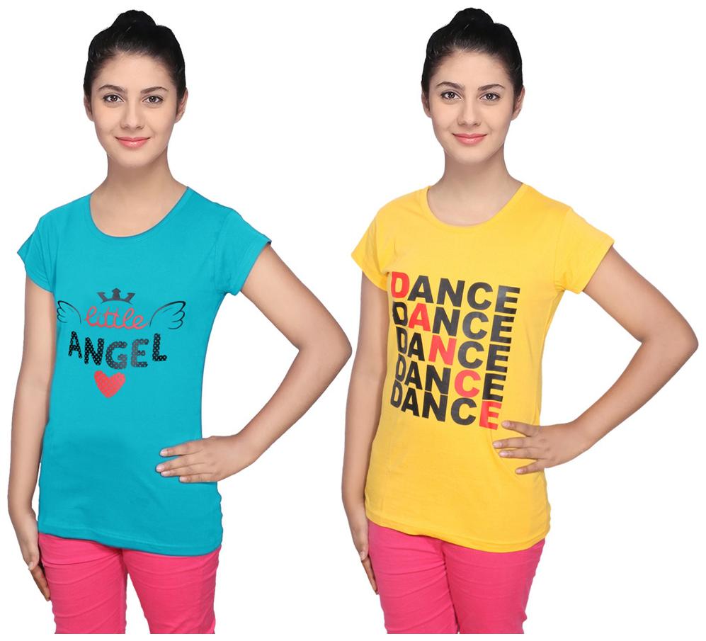 

IndiWeaves Cotton T-Shirts Multicolour for Womens ( Pack of 2)