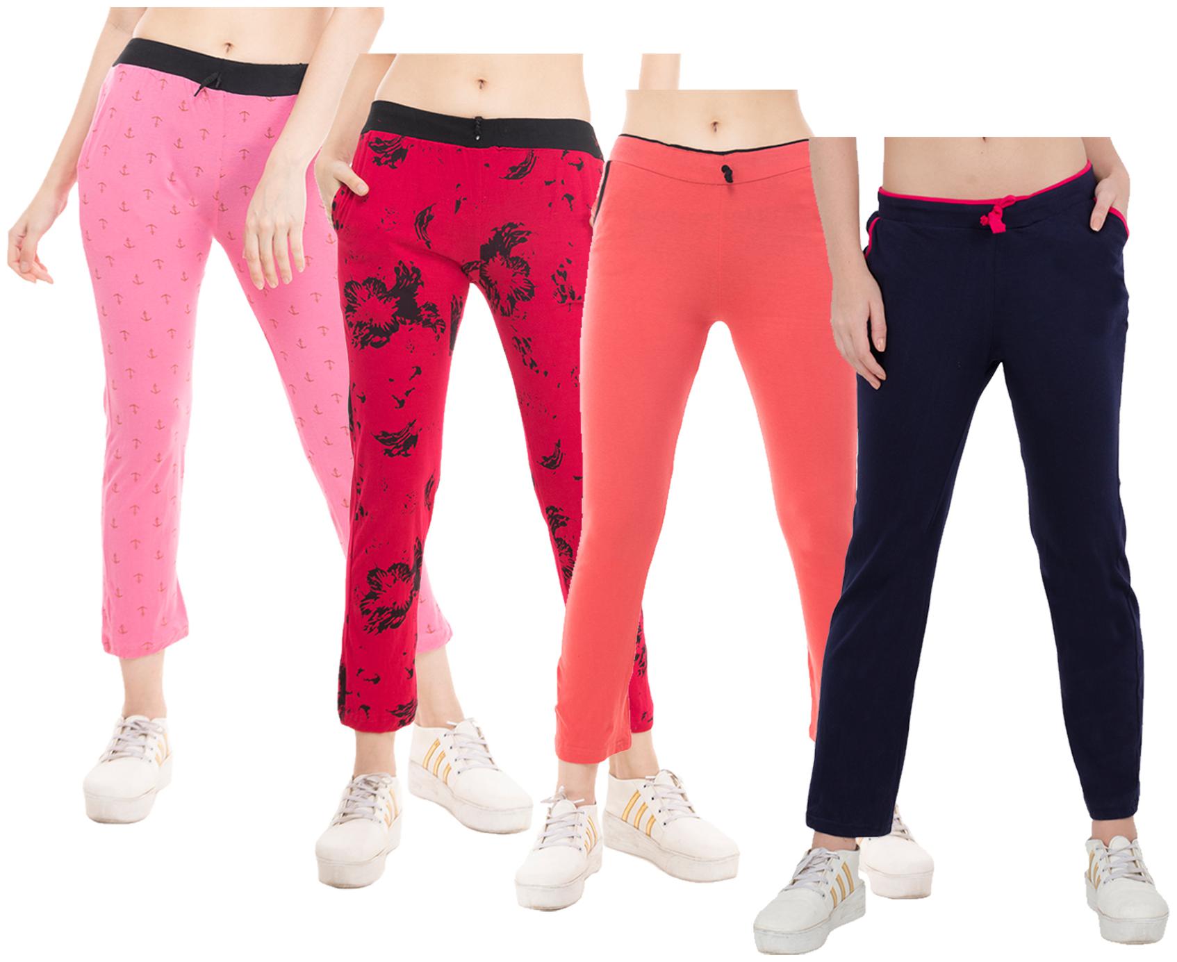 

Indiweaves Women Regular fit Cotton Solid Track pants - Multi