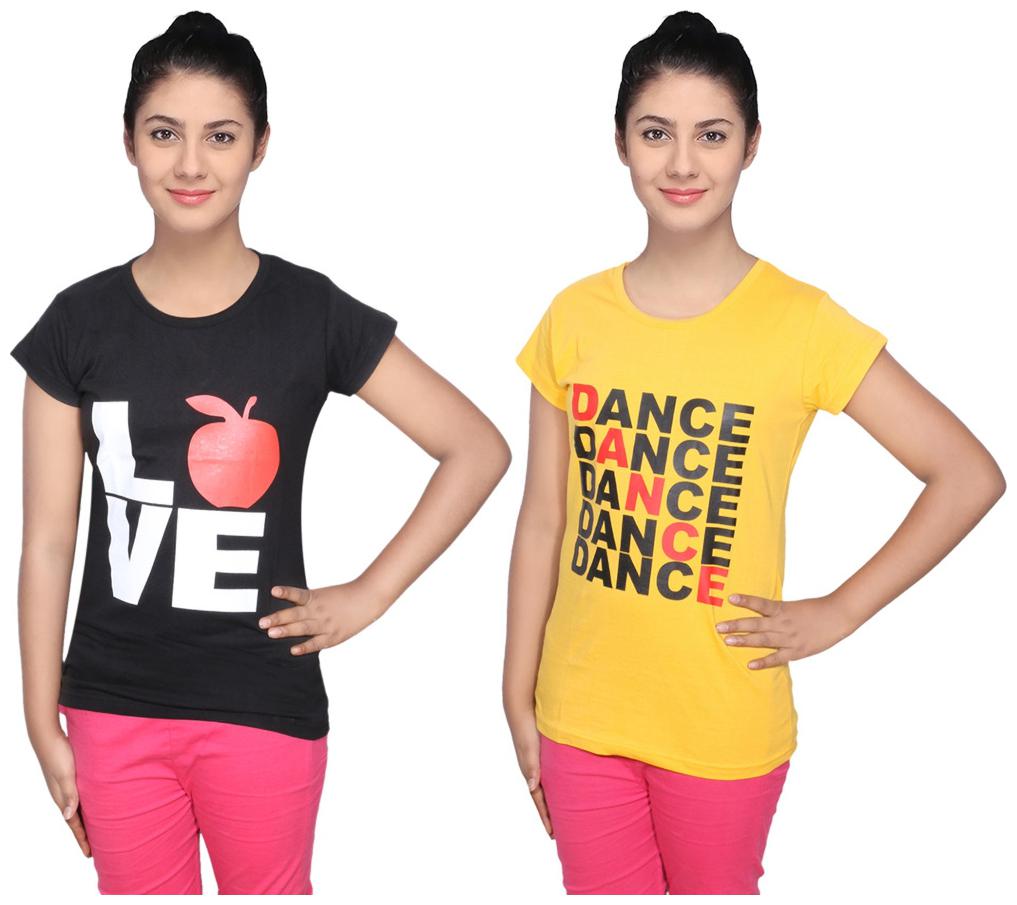 

IndiWeaves Cotton T-Shirts Multicolour for Womens ( Pack of 2)