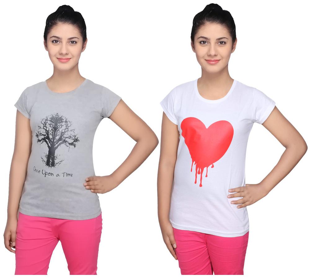 

IndiWeaves Cotton T-Shirts Multicolour for Womens ( Pack of 2)