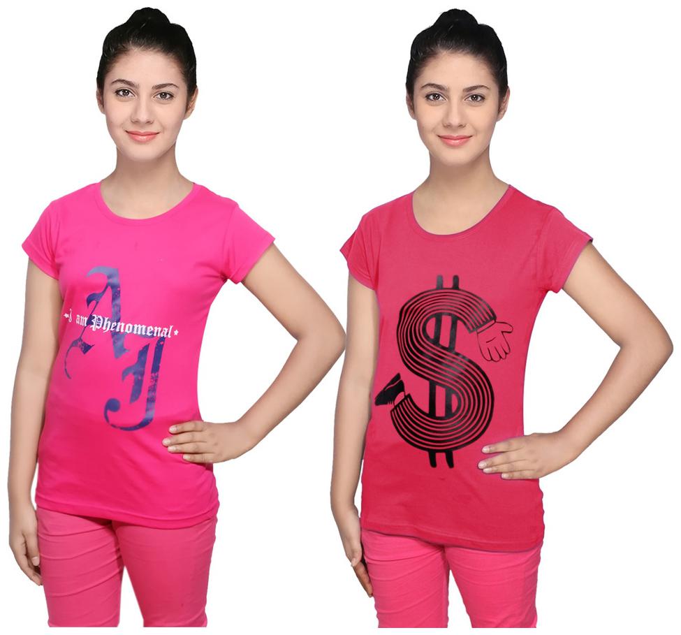 

IndiWeaves Cotton T-Shirts Multicolour for Womens ( Pack of 2)