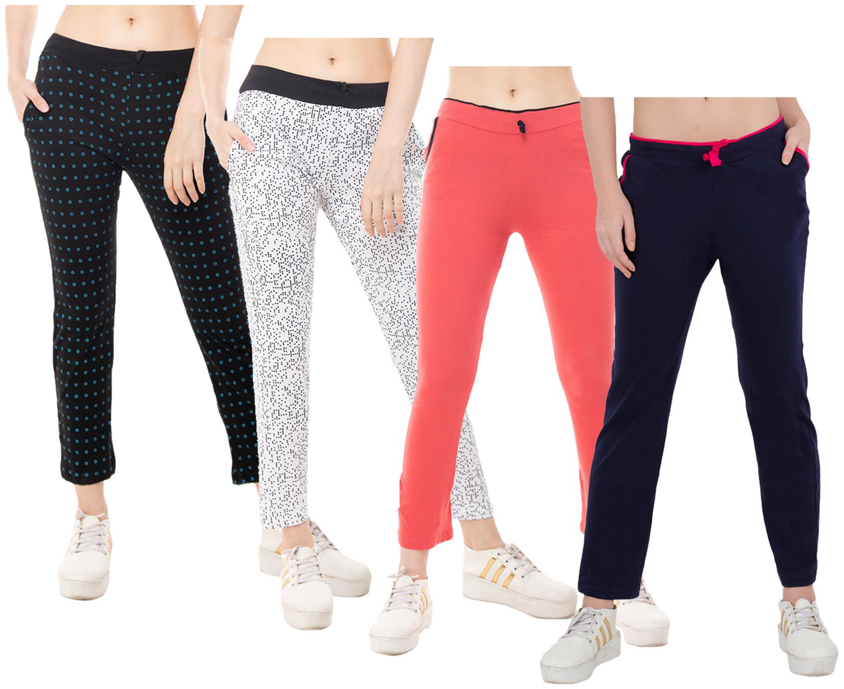 

Indiweaves Women Regular fit Cotton Solid Track pants - Multi