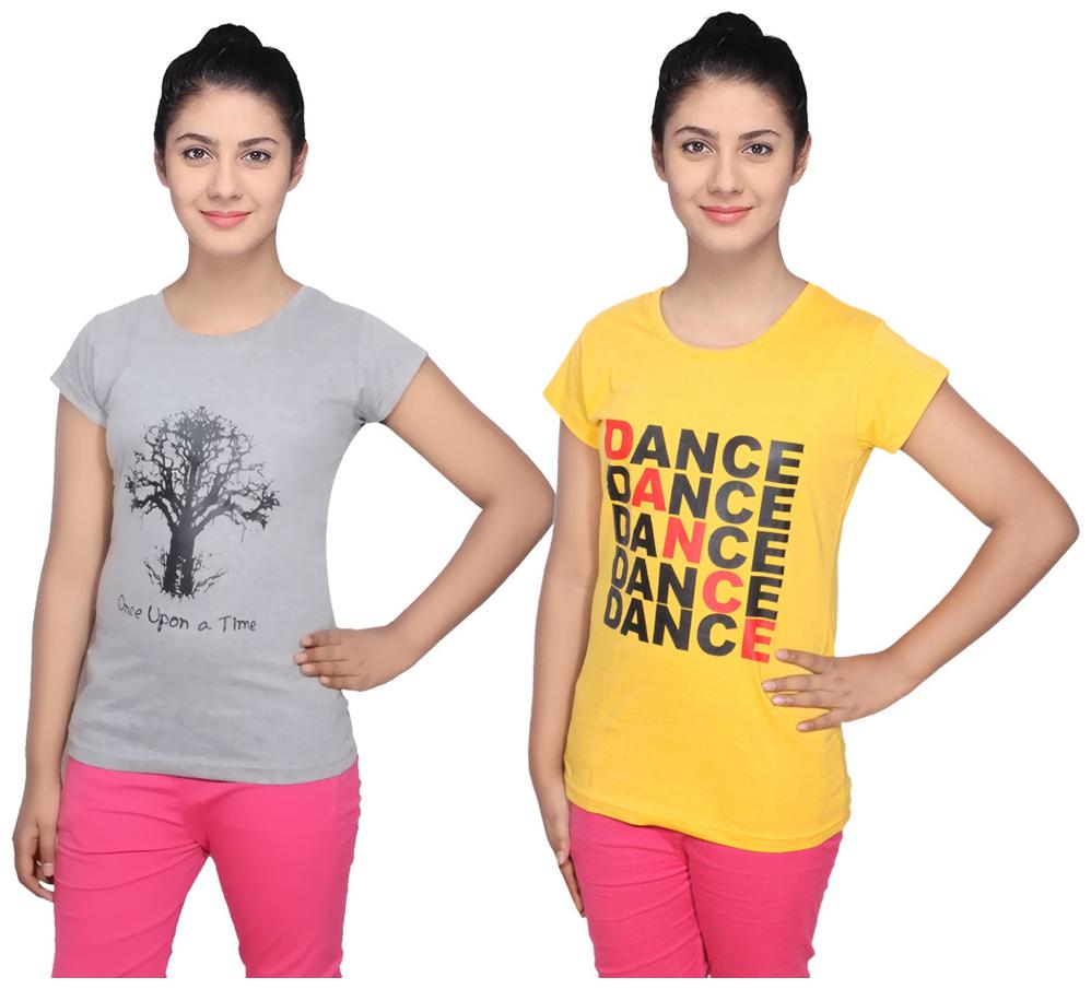 

IndiWeaves Cotton T-Shirts Multicolour for Womens ( Pack of 2)