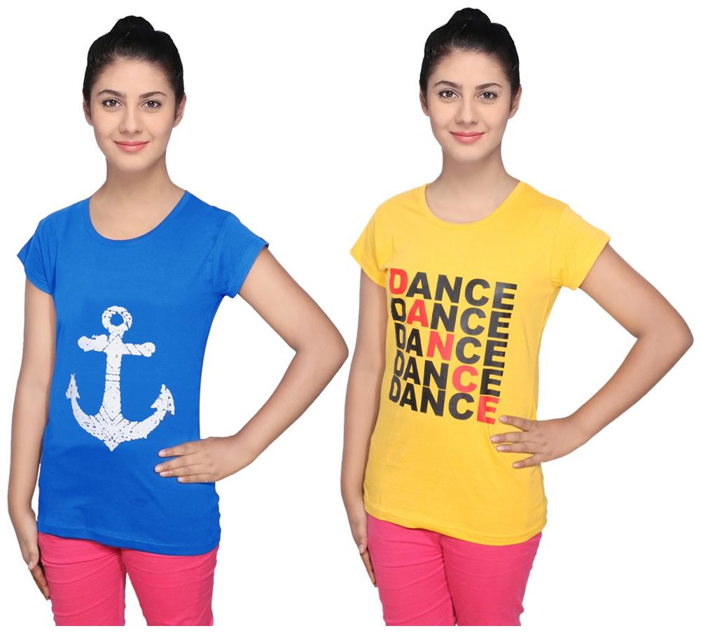 

IndiWeaves Cotton T-Shirts Multicolour for Womens ( Pack of 2)