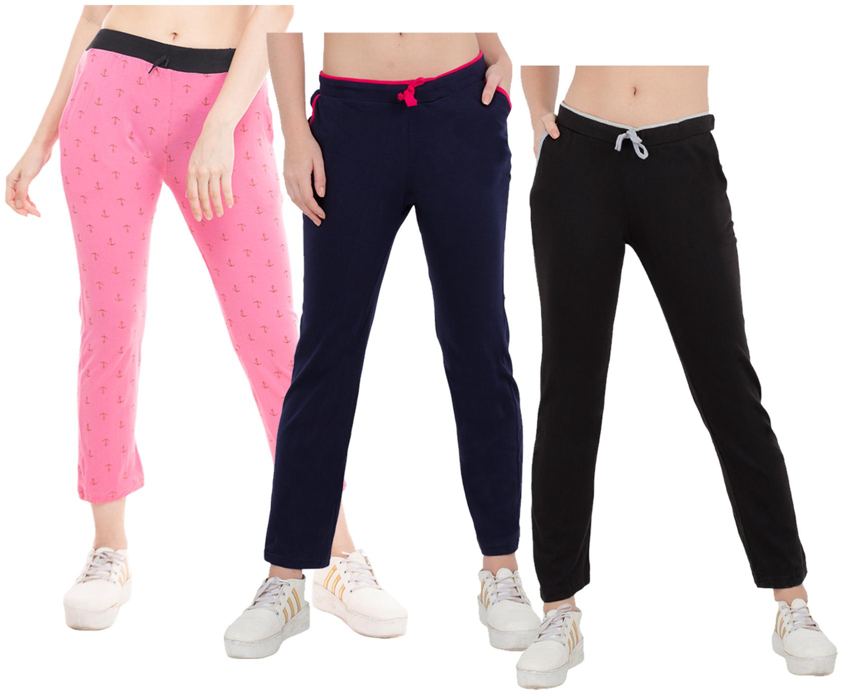 

Indiweaves Women Regular fit Cotton Solid Track pants - Multi