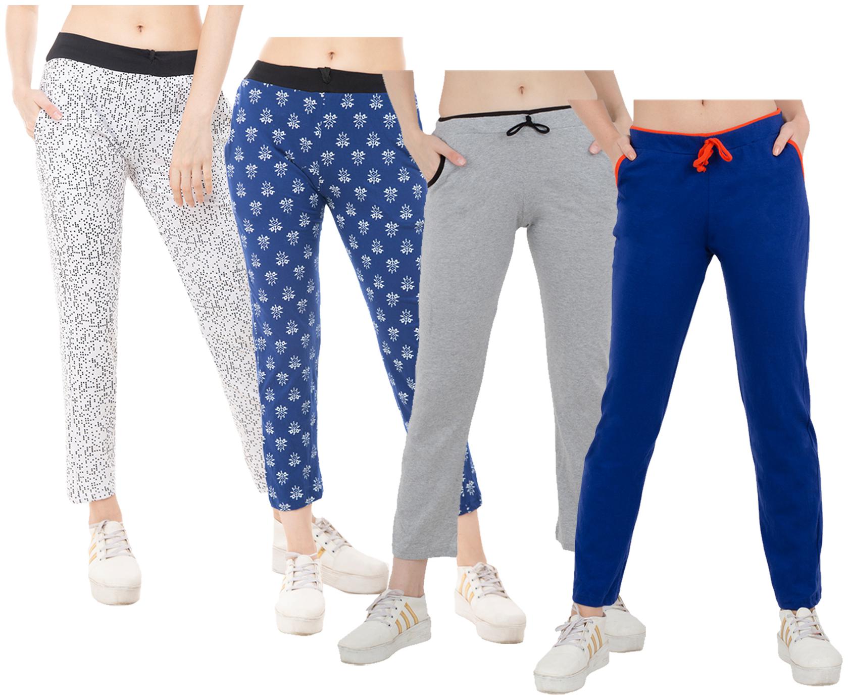 

Indiweaves Women Regular fit Cotton Solid Track pants - Multi