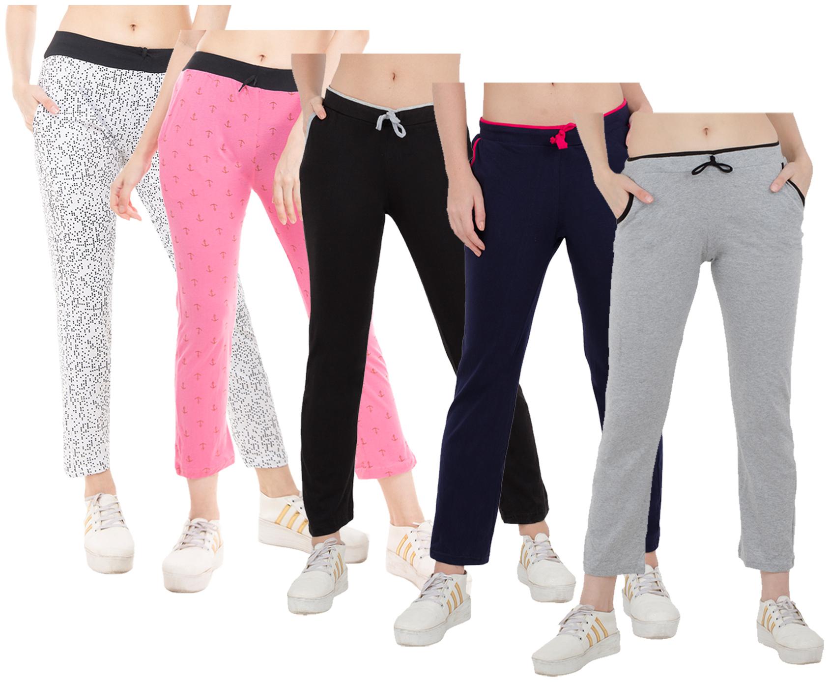 

Indiweaves Women Regular fit Cotton Solid Track pants - Multi