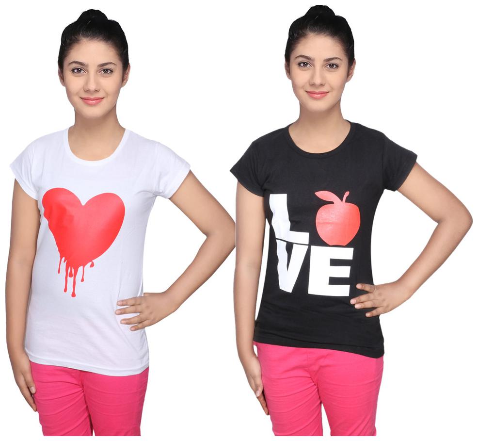 

IndiWeaves Cotton T-Shirts Multicolour for Womens ( Pack of 2)