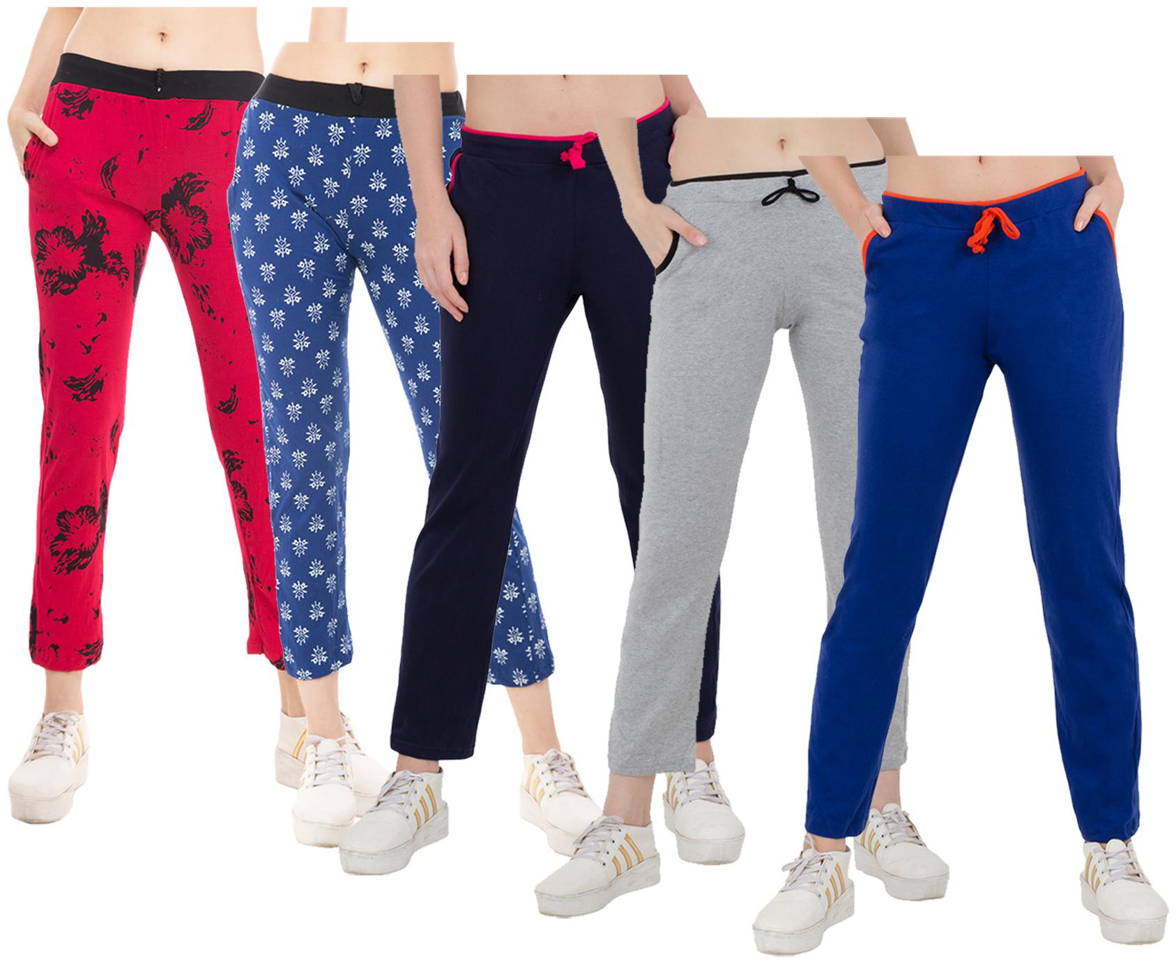 

Indiweaves Women Regular fit Cotton Solid Track pants - Multi