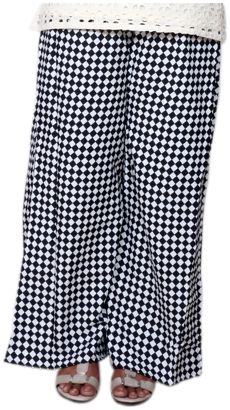 

IndiWeaves Fashion Women White Black Polyester Blend Palazzo