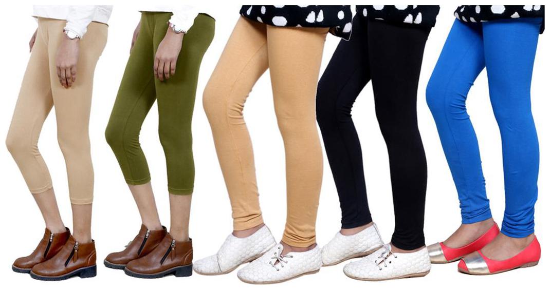 

IndiWeaves Girls Cotton Legging with Cotton Capri Set of- 5