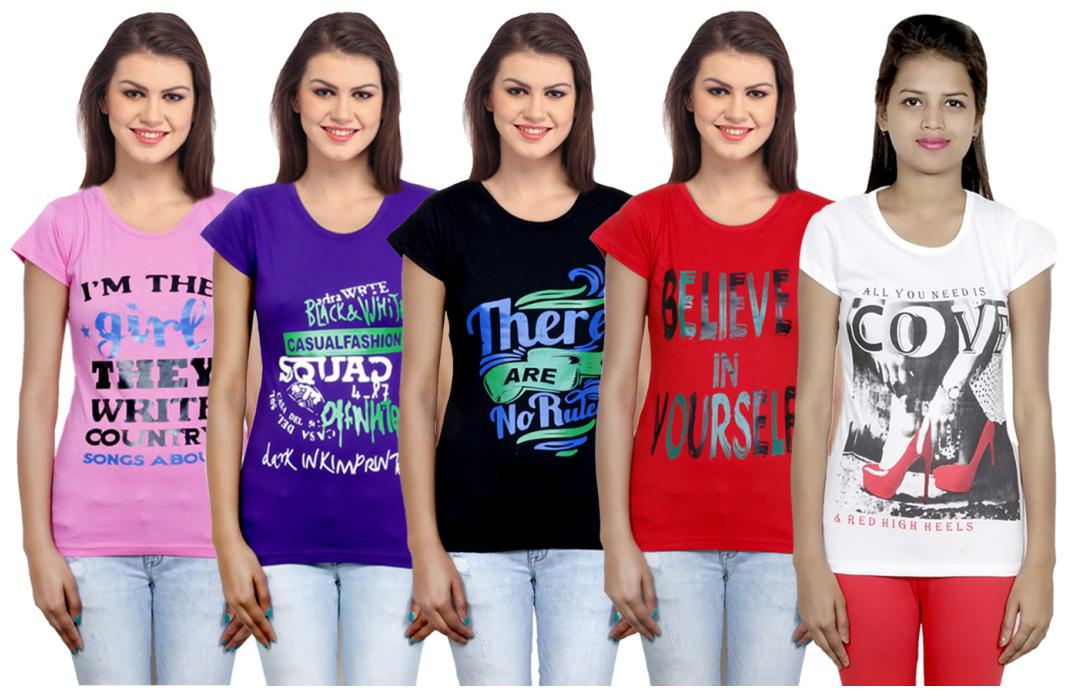 

IndiWeaves Girls Cotton T-Shirt(Pack Of 5 T-Shirt) Combo Offer