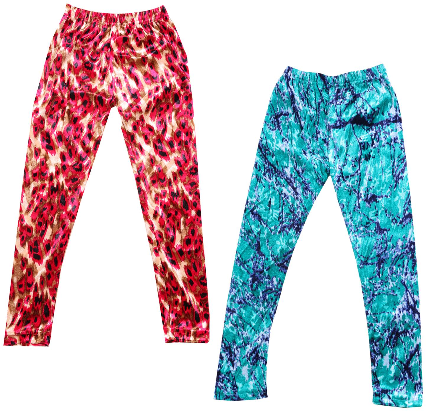 

IndiWeaves Girls Velvet Printed Leggings Pack of 2