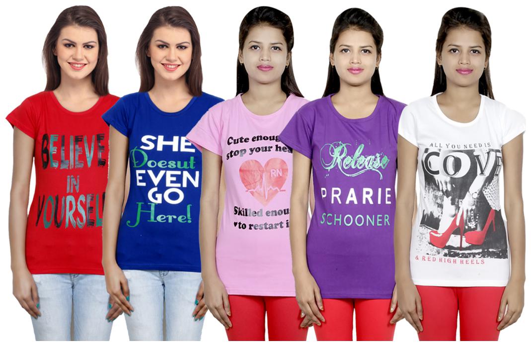 

IndiWeaves Girls Cotton T-Shirt(Pack Of 5 T-Shirt) Combo Offer