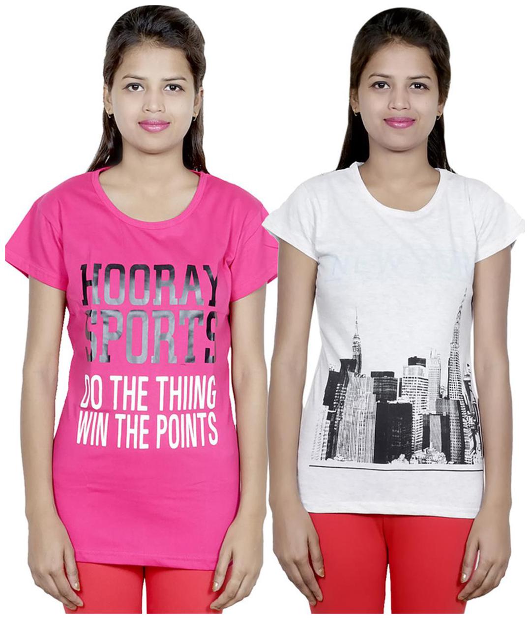 

IndiWeaves Girls Cotton T-Shirt Pack of -2