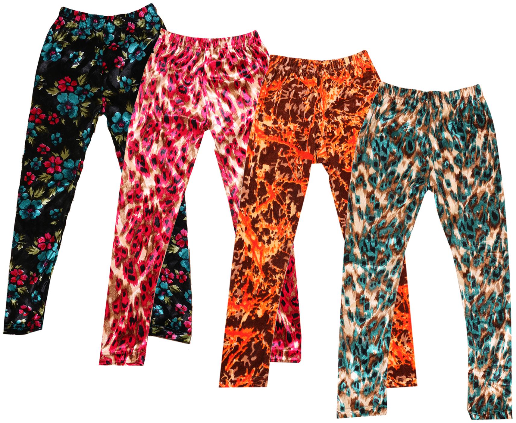 

IndiWeaves Girls Velvet Printed Leggings Pack of 4