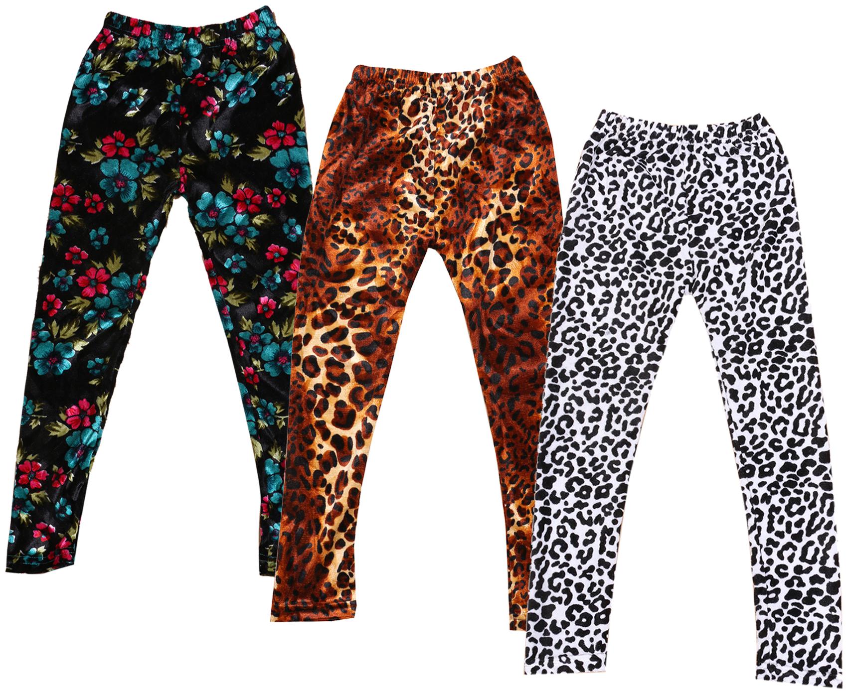 

IndiWeaves Girls Velvet Printed Leggings Pack of 3