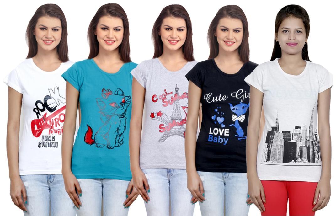 

IndiWeaves Girls Cotton T-Shirt(Pack Of 5 T-Shirt) Combo Offer