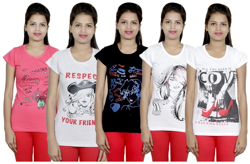 

IndiWeaves Girls Cotton T-Shirt(Pack Of 5 T-Shirt) Combo Offer