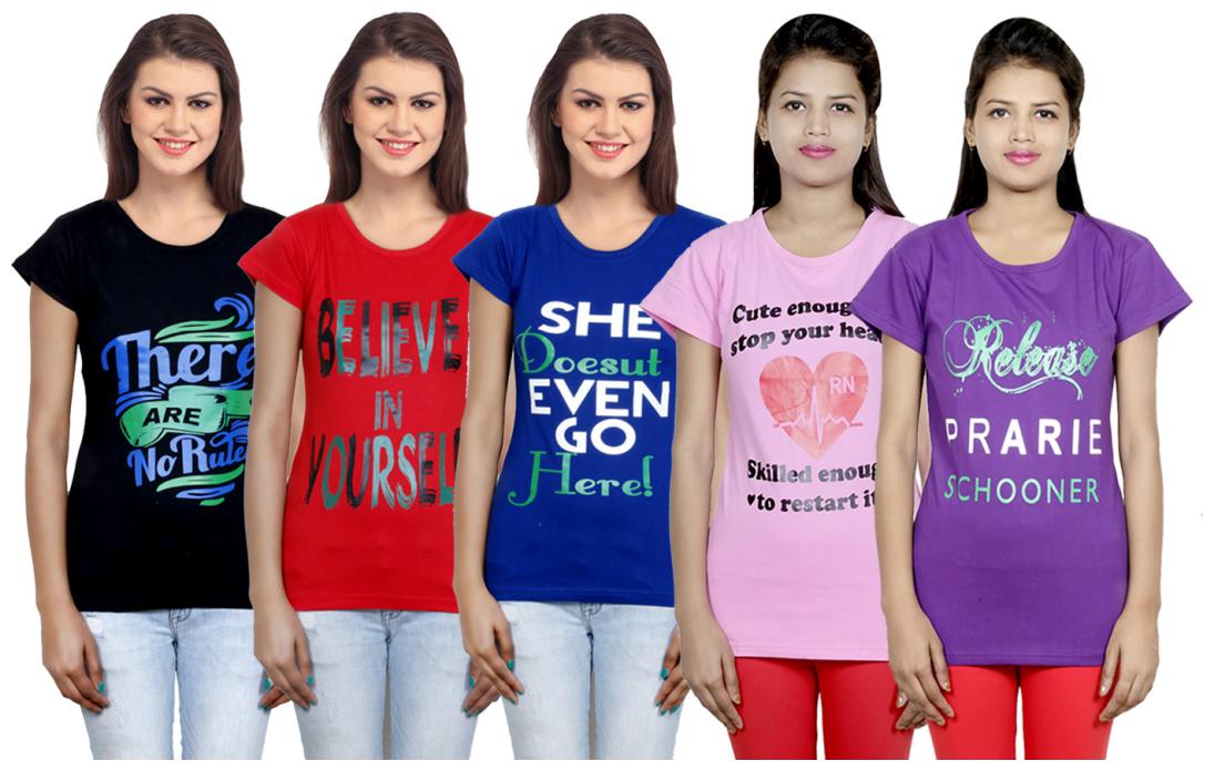

IndiWeaves Girls Cotton T-Shirt(Pack Of 5 T-Shirt) Combo Offer