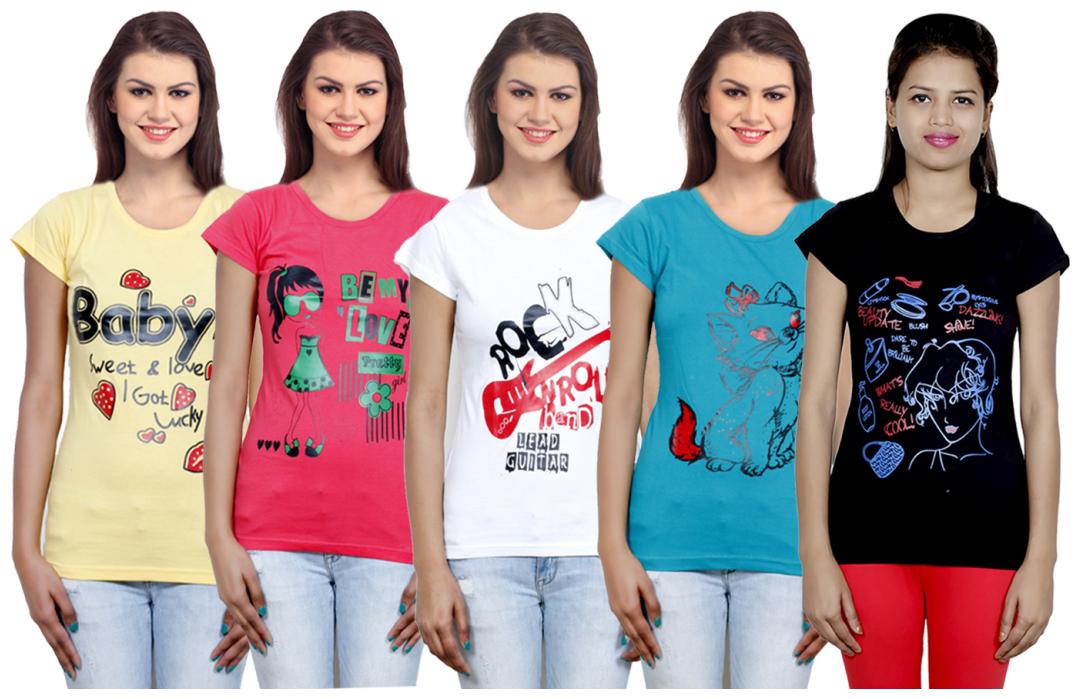 

IndiWeaves Girls Cotton T-Shirt(Pack Of 5 T-Shirt) Combo Offer