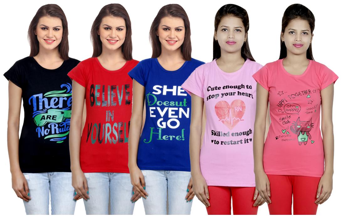

IndiWeaves Girls Cotton T-Shirt(Pack Of 5 T-Shirt) Combo Offer