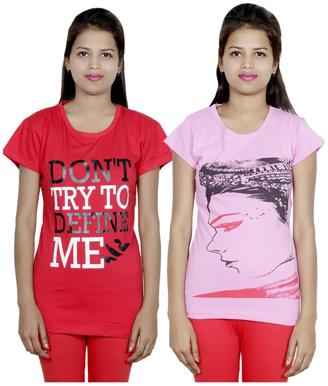 

IndiWeaves Girls Cotton T-Shirt Pack of -2